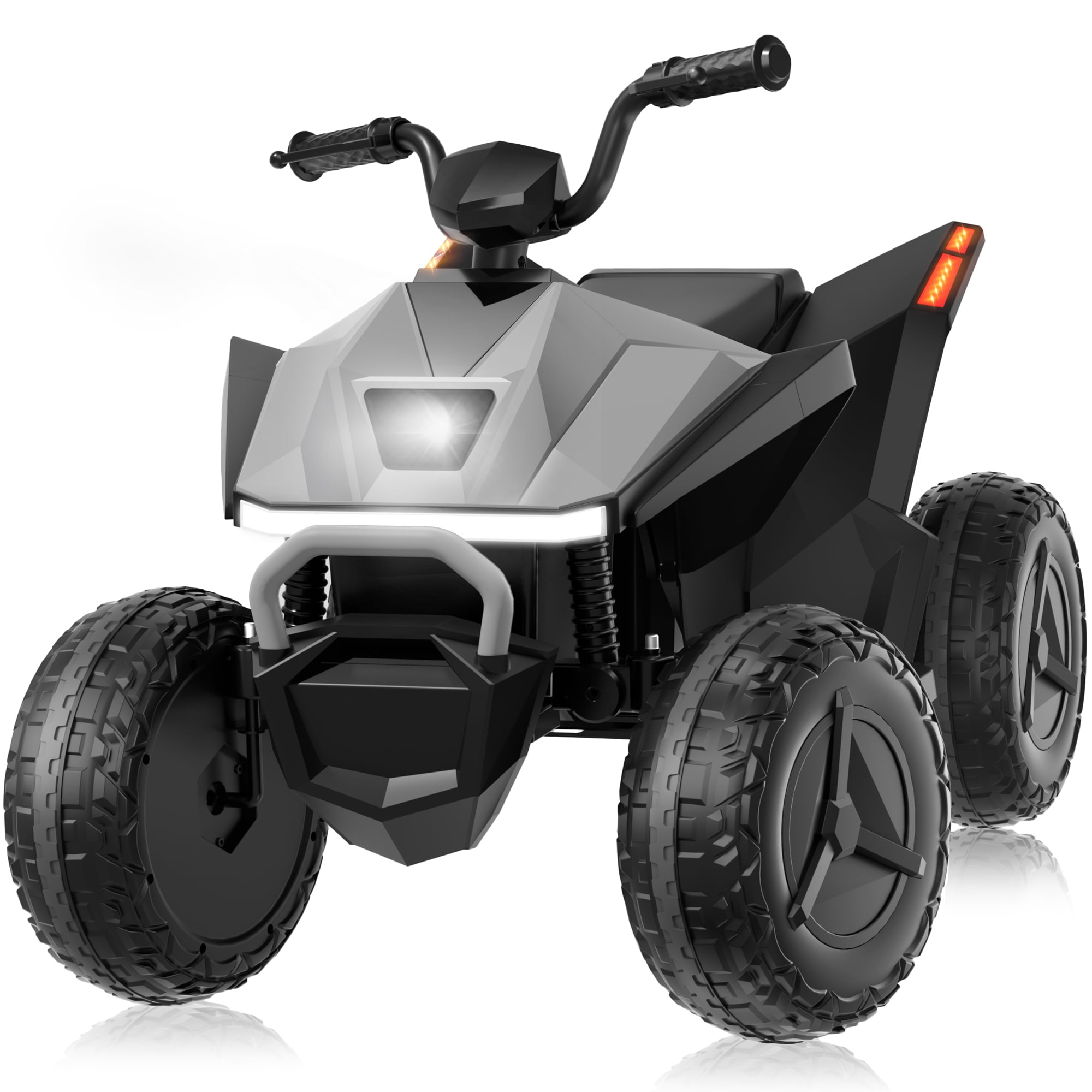 HHVEL 24V Kids ATV 4 Wheeler, Ride on Toy Car for Big Kids with 2 Seater, LED Headlights, Bluetooth, Music 4.5mph Max Speed Ride on ATV for 3-8 Boys & Girls，Gray