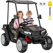HHVEL 24V Ride-On Dump Truck 2 Seater Ride on Car for Big Kids, 4WD Electric Car with Music, Shovel, LED Lights,Christmas Gift 3-8,Black