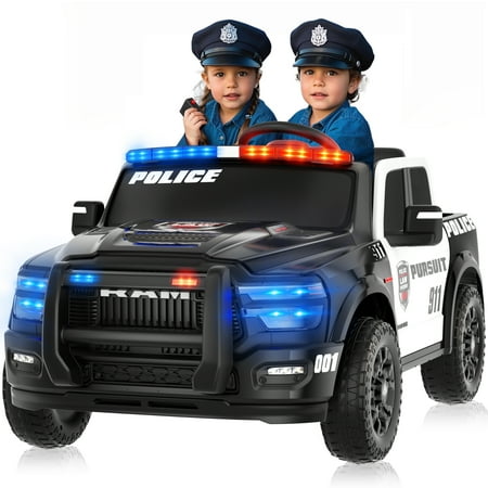 Licensed Ram 2500 24 Volt Ride on Toys for Big Kids, 2 Seater Electric Car for Kids with Remote Control, Bed Storage, Megaphone,4.3 Mph Max Speed