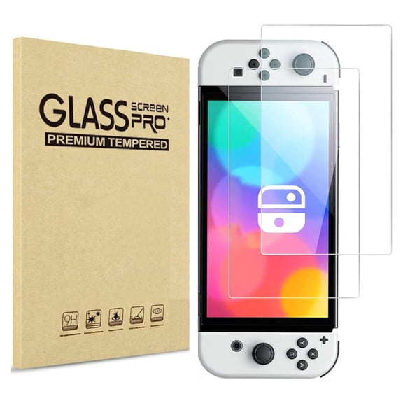 HHX 2-Pack 9H Tempered Glass Screen Protector for Nintendo Switch 6.2" (2017), HD Clear Anti-Scratch Screen Guard