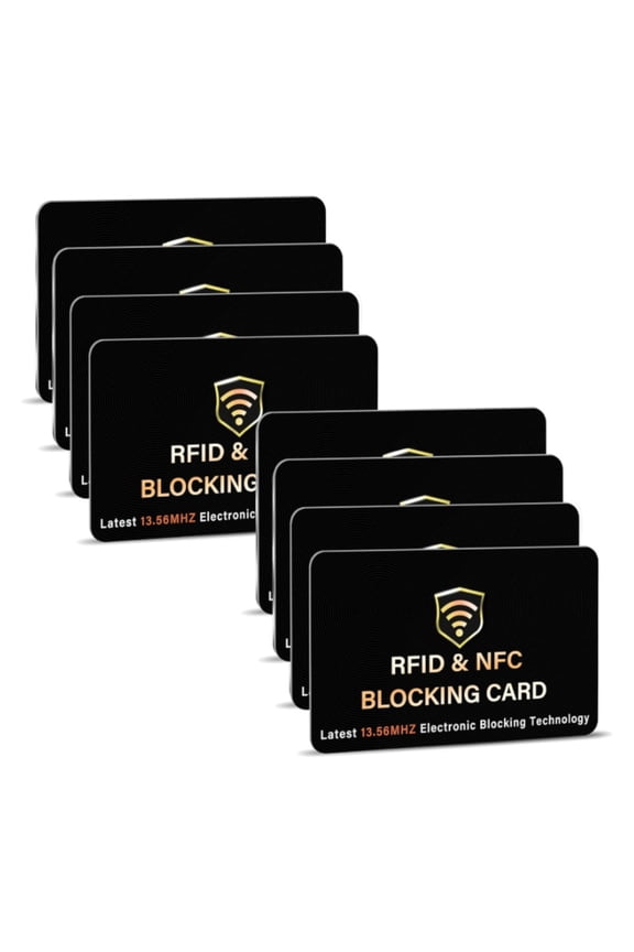 8 Pack RFID Blocking Card, One Card Protects Entire Wallet Purse, NFC Contactless Bank Debit Credit Card Protector ID ATM Guard Card Blocker(Black)