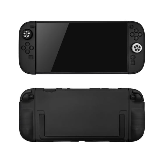HHX Black Split Protective Case for Switch 2, Dockable Skin-Friendly Hard PC Cover, Anti-Scratch Shockproof Slim Full Protective Shell, with 1 Pair of Non-Slip Thumb Grips