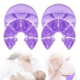 thumbnail image 1 of HHX Breast Therapy Ice Packs, 2-Pack Large U-Shaped Breast Pads, Reusable Hot & Cold Compress for Nursing Mothers（Purple）, 1 of 6
