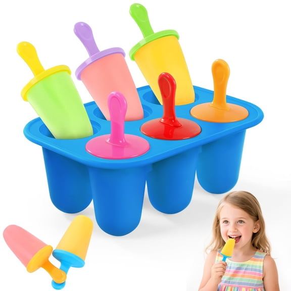 HHX Drip-Free Silicone Popsicle Molds, 6-Cavity Food-Grade DIY Ice Pop Maker, No Mess, Easy Release, Reusable