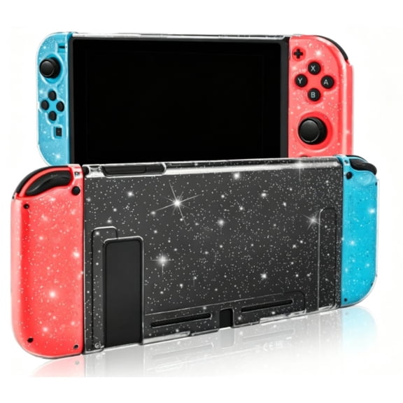 HHX Glitter Clear Protective Case for 2017 Version Switch, Anti-Scratch & Shockproof Detachable Hard Shell, Anti-Fingerprint & Waterproof PC Cover with Sparkle Design
