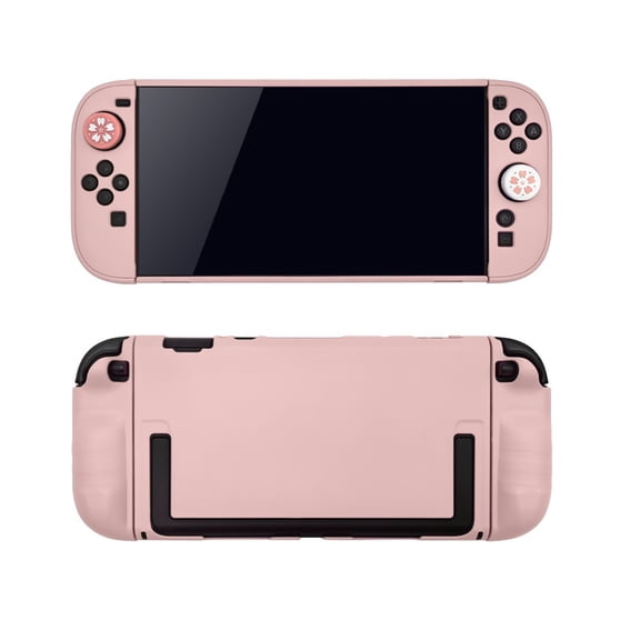 HHX Pink Split Protective Case Compatible with Nintendo Switch 2, Dockable Hard PC Shell Anti-Scratch Anti-Slip Console Cover with 2PCS Sakura Pattern Thumb Grips Included