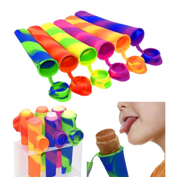 HHX Popsicle Molds,6 Pack Silicone Ice Pop Molds,Drip Free Popsicles Molds for Kids,Easy Release Ice Cream Maker Reusable DIY Pop Molds,BPA Free Freezer Tubes with Lids