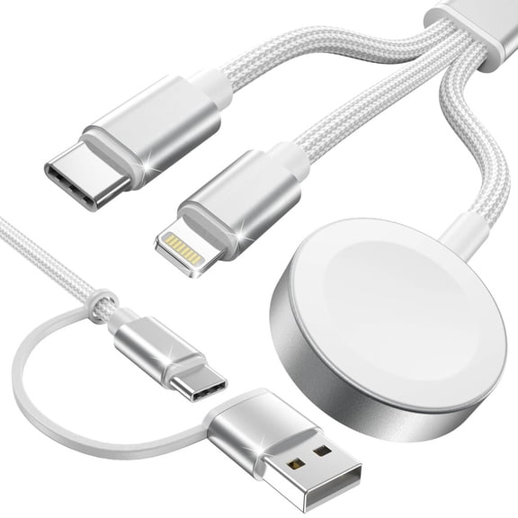 HHX Travel Essentials,3 in 2 USB C Cable for Apple Watch Charger,iPhone Charger,Multi Charging Cable,Cruise Vacation Camping Essentials Charging Docks for iWatch Series 11-2/Ultra,iPhone 17-12,Car