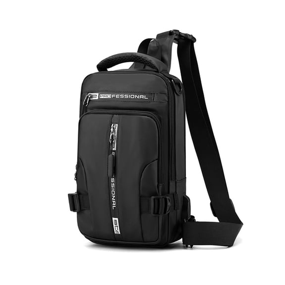 HHY Small Sling Backpack for Men, 2 In 1 Backpack & Crossbody Bag,Nylon Lightweight Shoulder Bag for Hiking Traveling Cycling & Daily Commute,Black