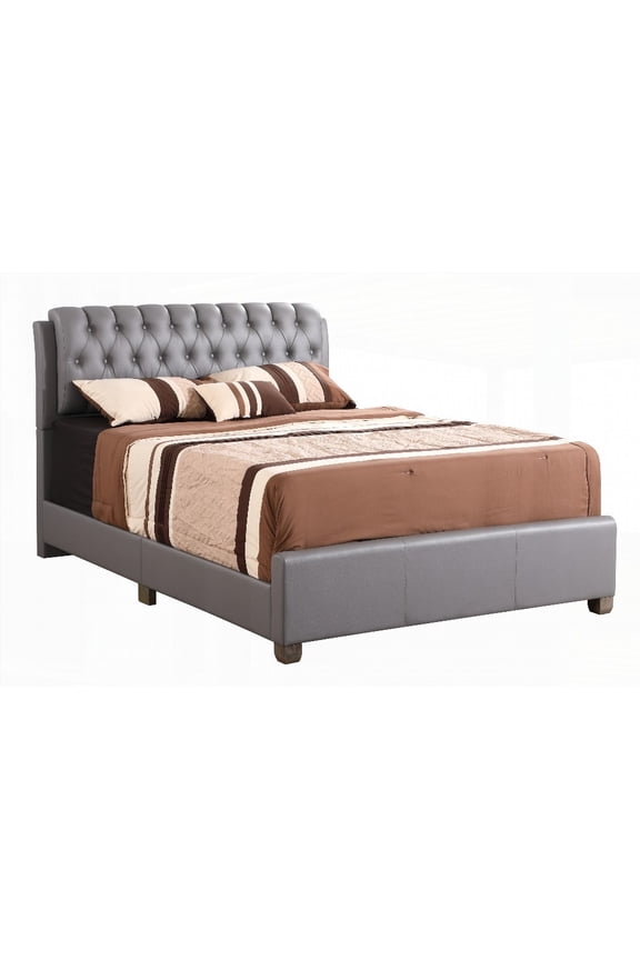 Full Size Metal Platform Bed Frame with Grey Finish, No Box Spring Needed, for Bedroom