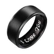 HHei_K Mens Wedding Band In Titanium 8MM Black Plated Ring Wedding Ring Engagement Ring