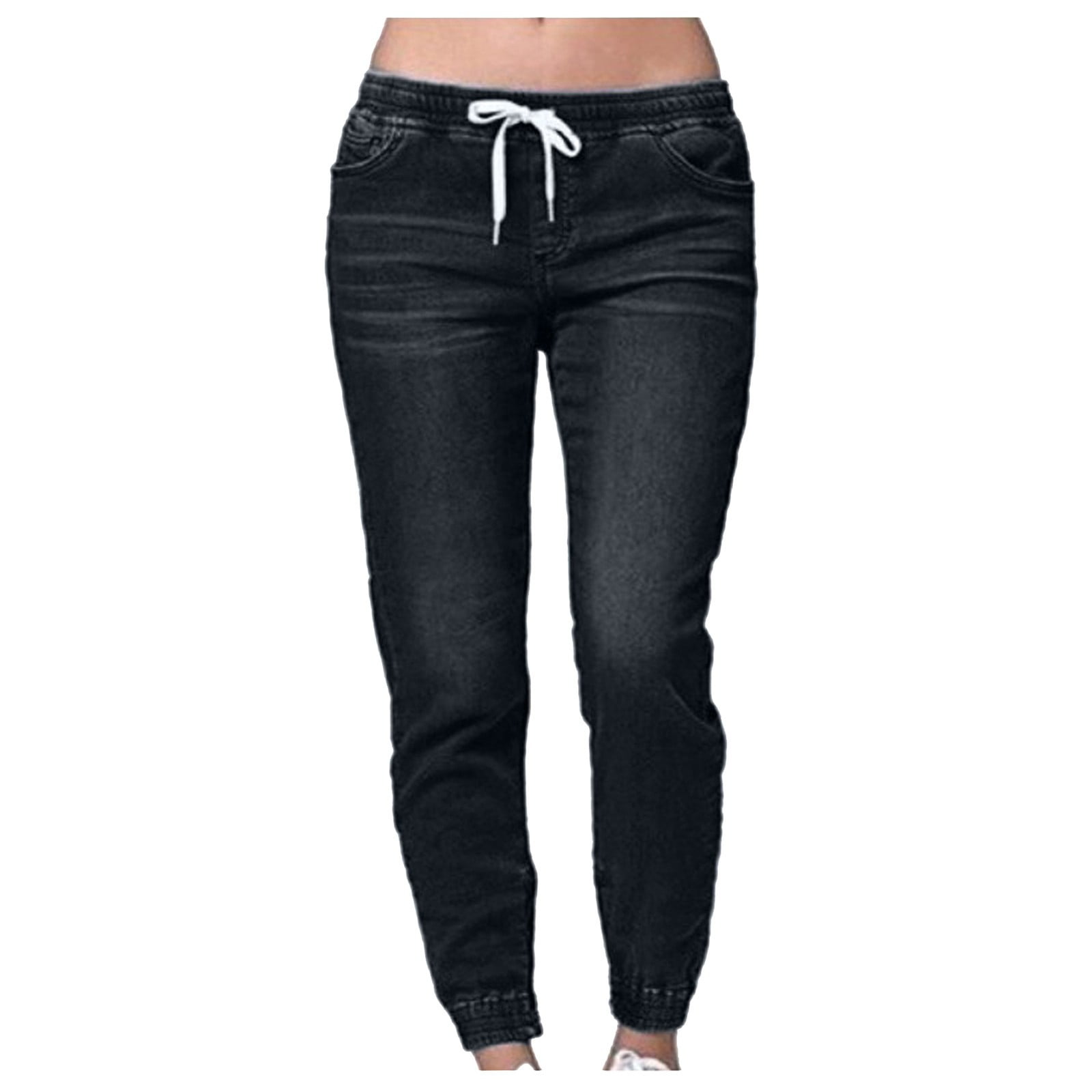 Mrat Women's Baggy Cargo Jeans High Waist Elastic Wide Leg Palazzo Pants  for Women Loose Casual Pants Comfy Denim Jeans Cargo Jeans Pants Trousers  with Pockets Blue 2XL - Walmart.com