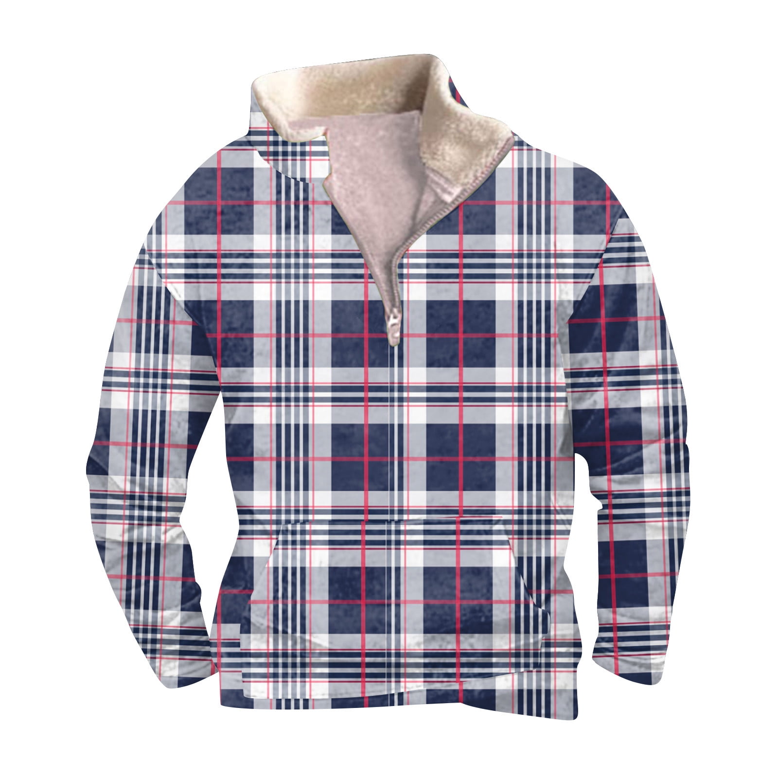 HHeiK Fleece Sweatshirt for Men Stand Collar Pullover Top Long Sleeve ...