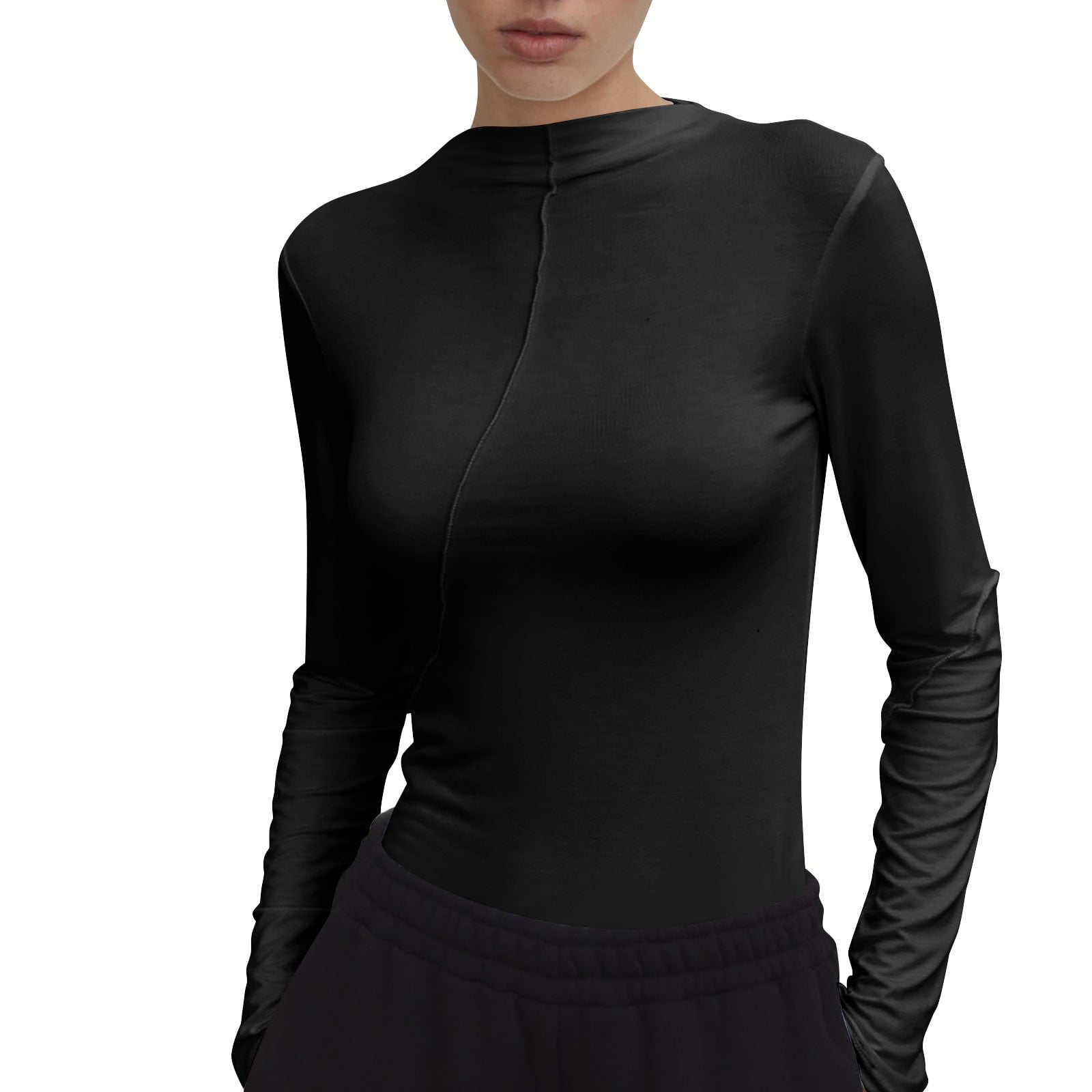 HHeiK Women Mock Turtleneck Long Sleeve Shirt Pullover Undershirt Ribbed Thermal Shirts