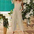 thumbnail image 1 of HHeiK Women's Button Strap Sleeveless Wide Leg Jumpsuit Casual Smocked Top Jumpsuits, 1 of 5