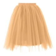 HHeiK Women's, Teen, Adult Classic Elastic 3, 4, 5 Layered Tulle Tutu Skirt