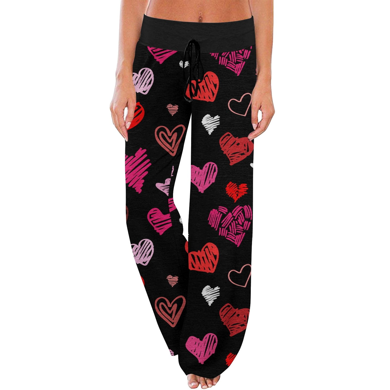 HHeiK Women's Valentine's Day Comfortable Pajama Pants Stretch Floral