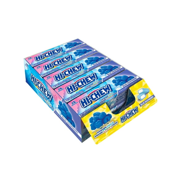 HI-CHEW Blue Raspberry - Box of 15 Sticks, 1.76oz ea | Unique Fun Soft & Chewy Taffy Candy | Immensely Juicy Fruit Flavors
