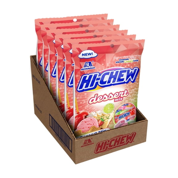 HI-CHEW Dessert Mix, 6 Bags, 3oz Each - Apple, Key Lime Pie, Strawberry Ice Cream - Unique Fun Soft & Chewy Candy - Immensely Creamy Fruity Candy Flavors - Individually Wrapped for Sharing