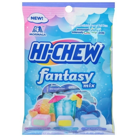 HI-CHEW Fantasy Mix, 6 Bags, 3oz each | Rainbow Sherbet Blue Hawaii Blue Raspberry | Unique Fun Soft & Chewy Taffy Candy | Immensely Juicy Fruit Flavors | Individually Wrapped for Sharing