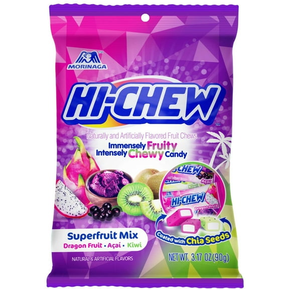 HI-CHEW Superfruit Mix, Pack of 6 Bags, 3.17oz each | Dragon Fruit Acai Kiwi | Unique Fun Soft & Chewy Taffy Candy | Immensely Juicy Exotic Fruit Flavors | Individually Wrapped for Sharing