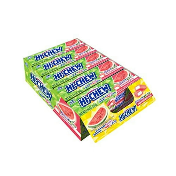 HI-CHEW Watermelon - Unique Fun Soft & Chewy Taffy Candy, Box of 15 Sticks, 1.76 oz