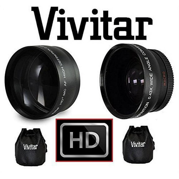 HI DEF 2PC LENS KIT PRO HD WIDE ANGLE & TELEPHOTO LENS for NIKON D3200 (52mm Compatible)