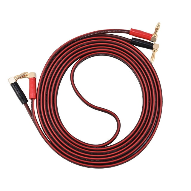 HIFI Pure Copper Speaker Cable Right Angle L Type Banana Plugs Line Wire Red & Black 3 Meter
