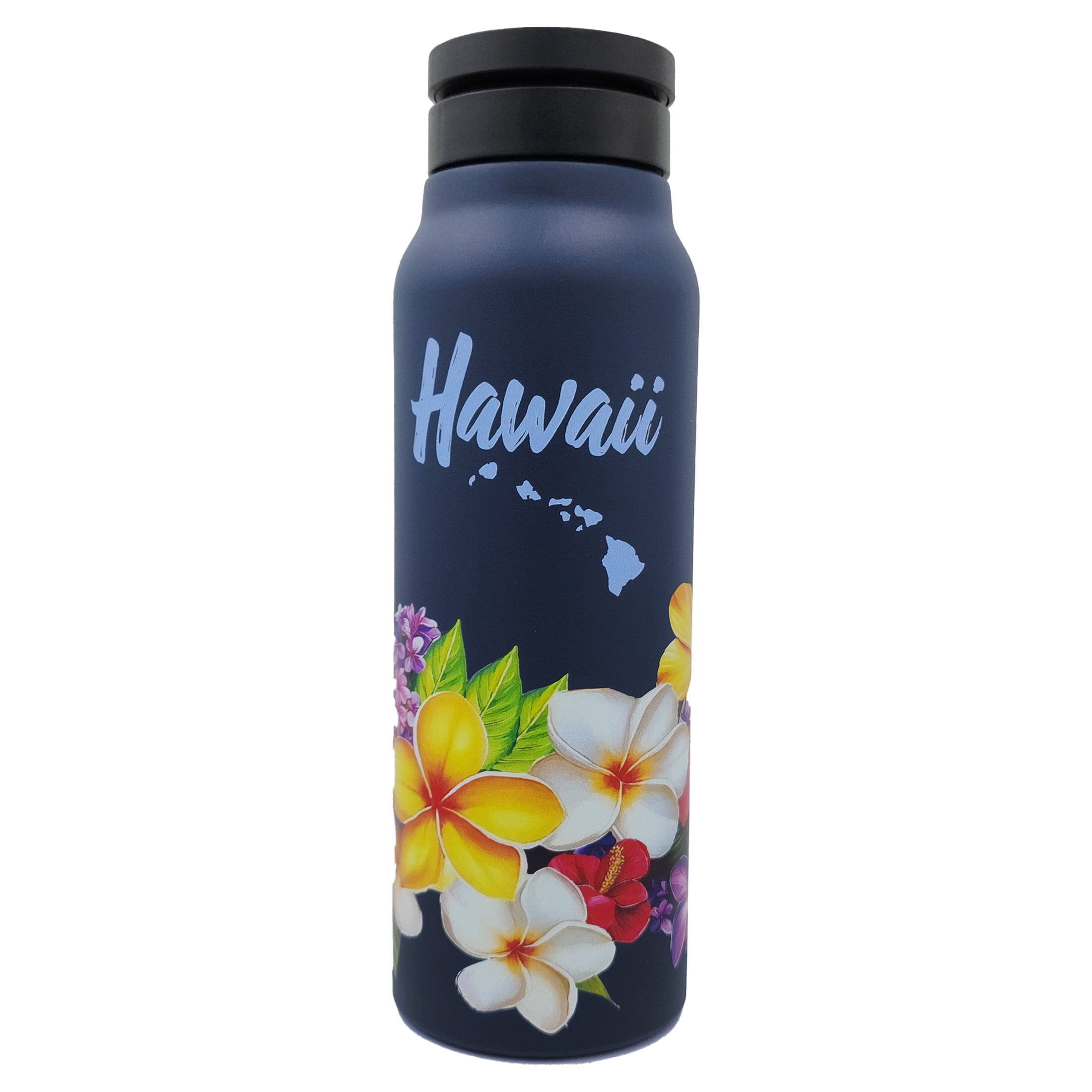 HI HPI Mag Bottle 24 oz Blue Hawaiian Lei Stainless Steel Phone Holder Travel Mug