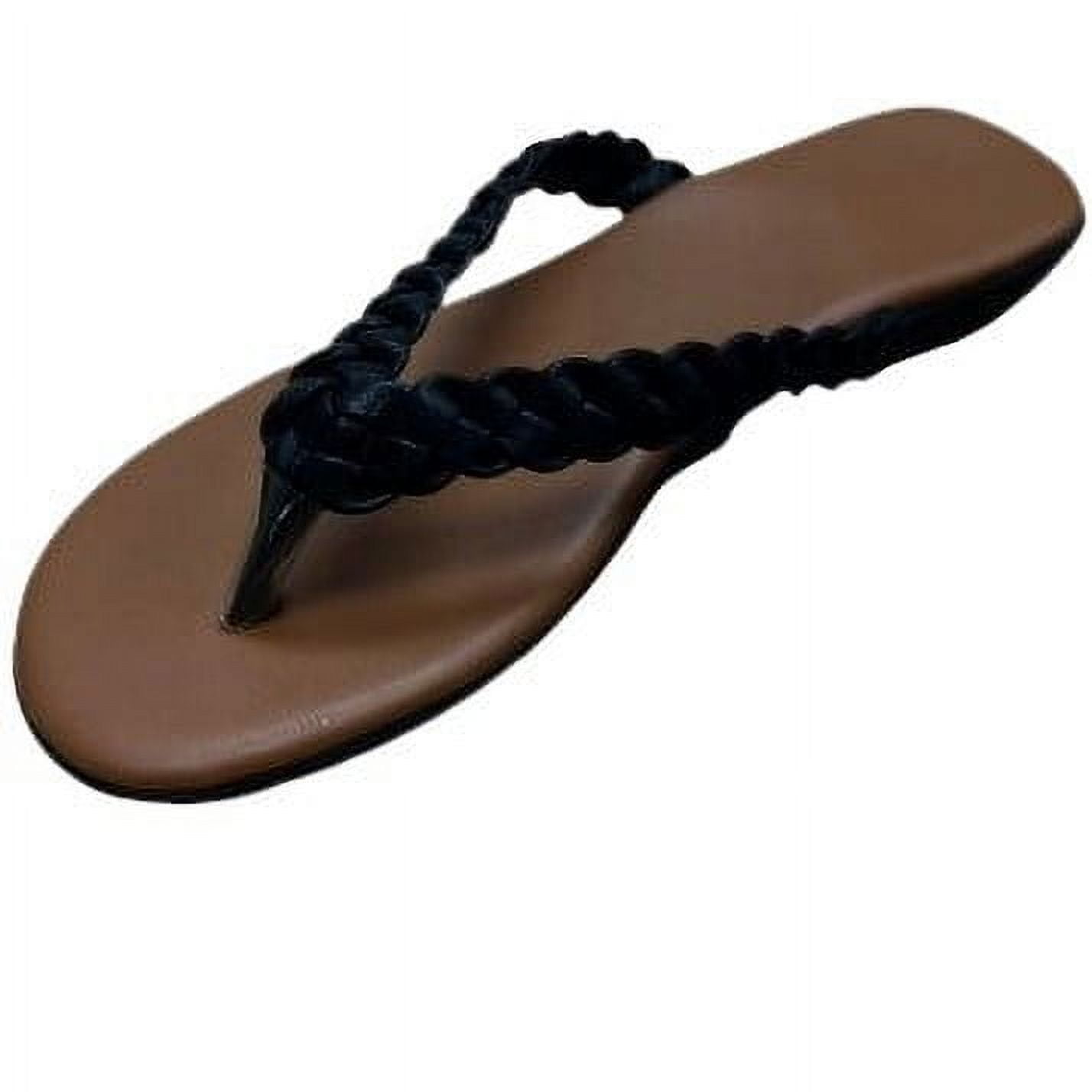 MANGO LANE LADIES BRAIDED THONG SLIPPER C8615 BLACK SIZE 9