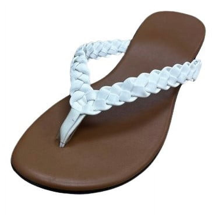 MANGO LANE LADIES BRAIDED THONG SLIPPER C8615 WHITE SIZE 10
