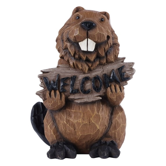 HI-LINE GIFT LTD. BEAVER HOLDING A WELCOME SIGN