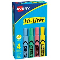HI-LITER Desk-Style Highlighters 17752, Assorted, Lt. Yellow, Lt. Blue, Lt. Pink, Lt. Green, Pack of 4