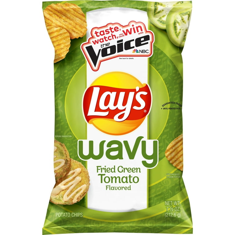 HI Lay'€™s Wavy Fried Green Tomato Flavored Potato Chips, 7.5 oz
