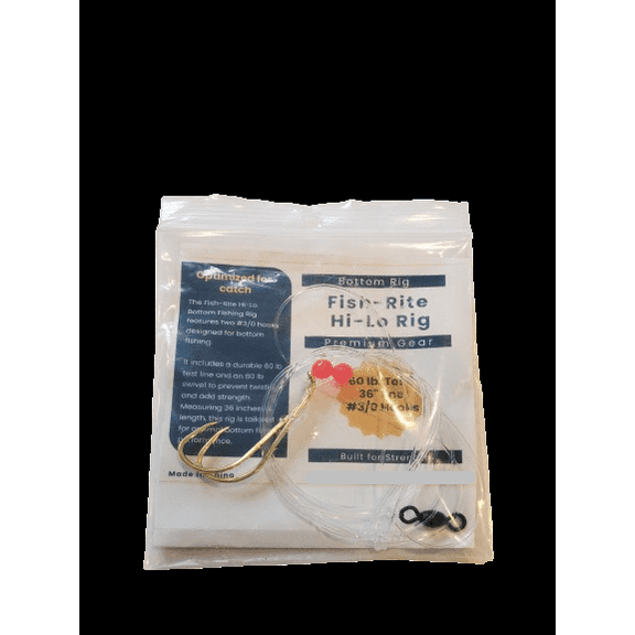 HI-Lo Bottom Fishing Rig, 3/0 Hooks, 60 lb Test Line, 36", Sinker Loop, 15-Pack