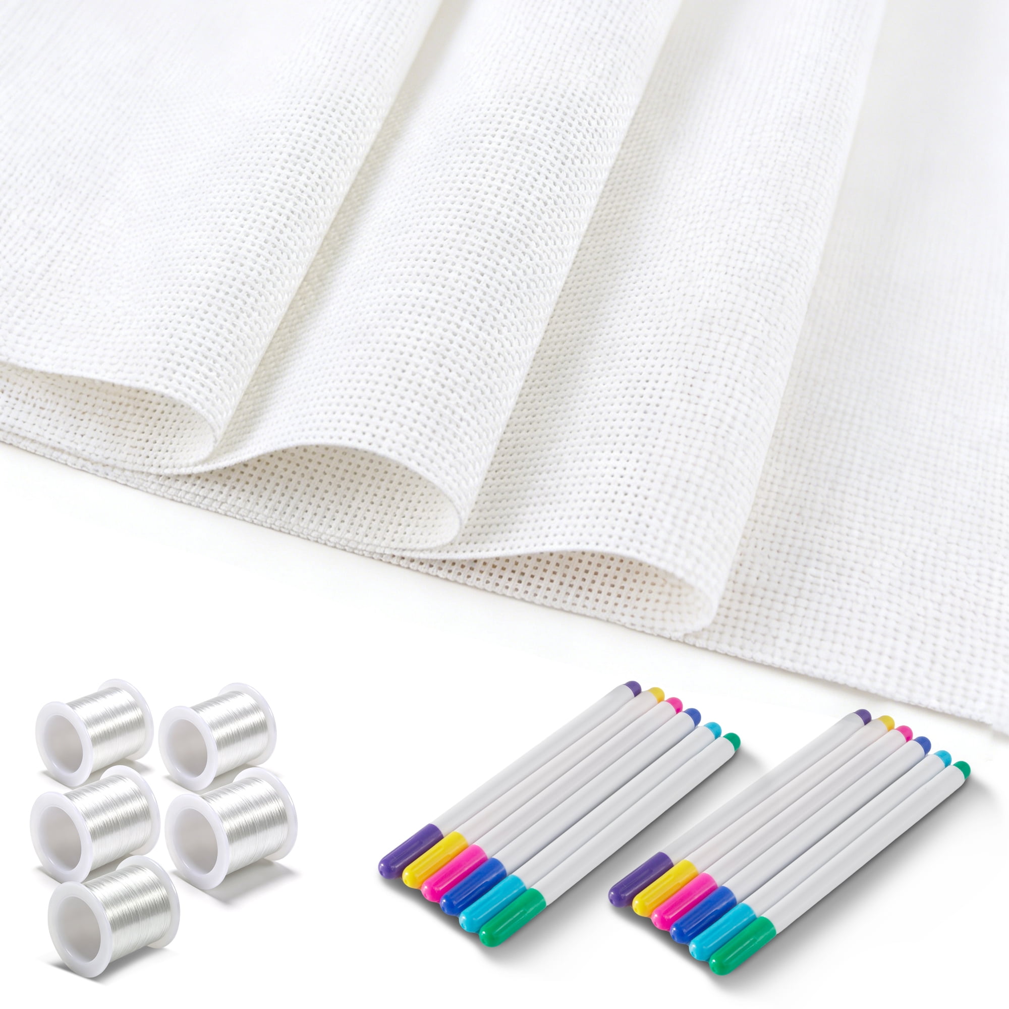 HI-REEKE 18 Mesh Needlepoint Canvas Blank Canvas Sheets Kit with Gridlines and Markers 4PCS 12x 18 Inch White