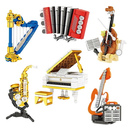 HI-REEKE 6 Styles Mini Musical Instrument Building Block Set Piano Plastic Toy for Kid Multi Color