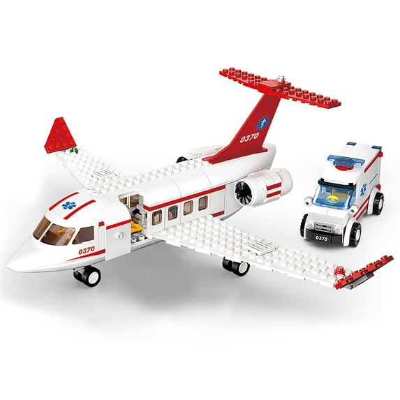 HI-REEKE Airplane Building Block Set Aviation Rescue Aircraft Building Kit Plastic Toy for Kid White