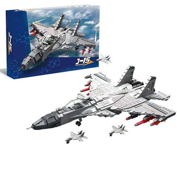 HI-REEKE Airplane Building Block Set Fighter J15 Building Kit Toy Gift for Kid Gray