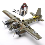 HI-REEKE Airplane Building Block Set WW2 Survival Warfare Fighter Building Kit Plastic Toy Green