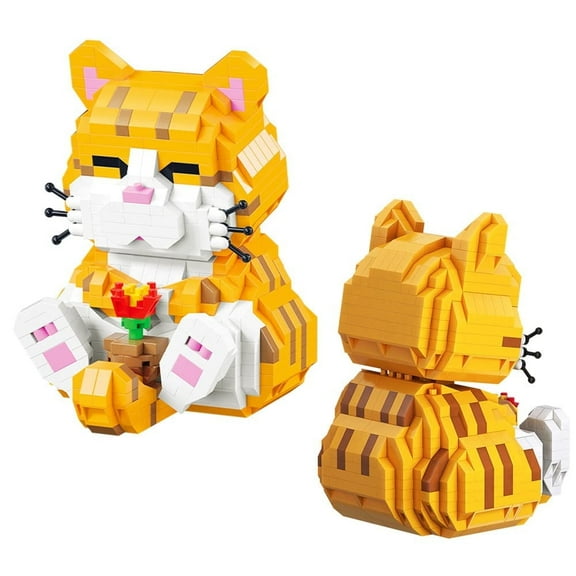 HI-REEKE Animal Micro Mini Building Block Set Cute Orange Cat Series Kit Plastic Toy Gift for Kids