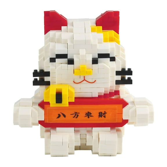 HI-REEKE Animal Micro Mini Building Block Set Fortune Cat Building Kit Plastic Toy for Kid White