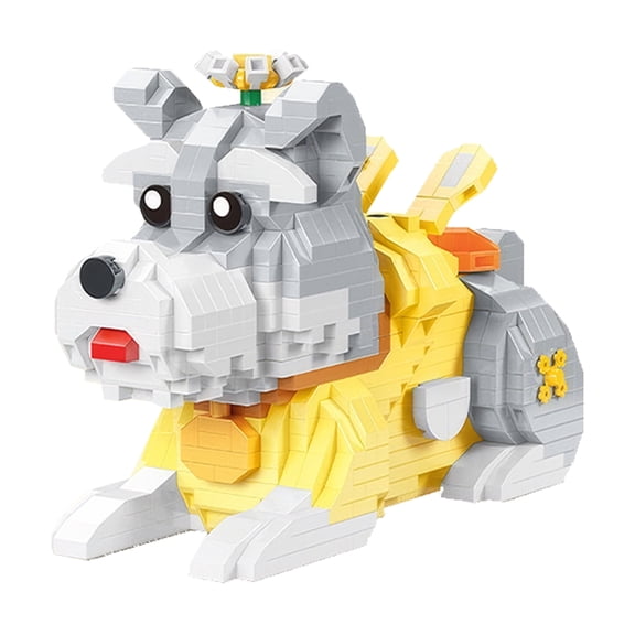 HI-REEKE Animal Micro Mini Building Block Set Schnauzer Dog Building Kit Toy for Kid Adult