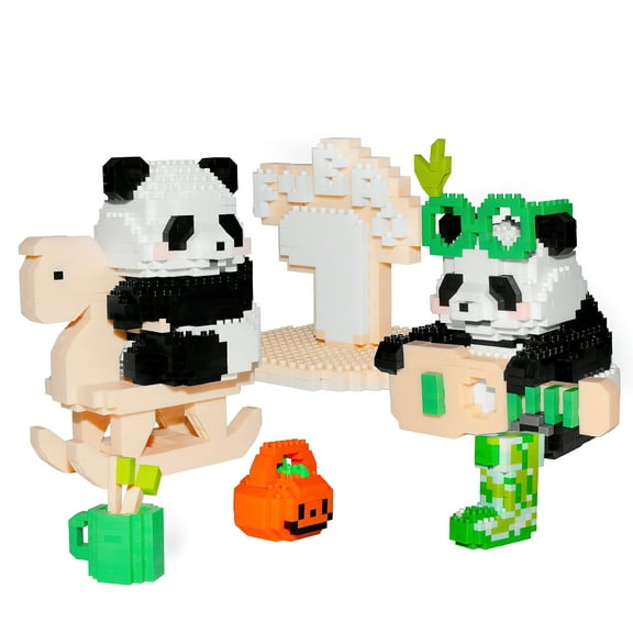 HI-REEKE Animal Mini Building Block Set Fubao Panda Building Kit Plastic Toy Gift for Kid Black