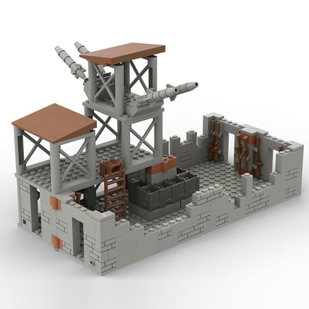 HI-REEKE Architecture Building Block Set Military Base Building Kit Plastic Toy for Adult Kid Gray