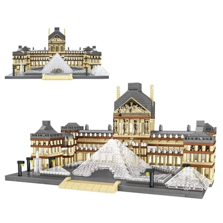 HI-REEKE Architecture Micro Mini Building Block Set Kit Louvre Museum Plastic Toy Gift Multicolor
