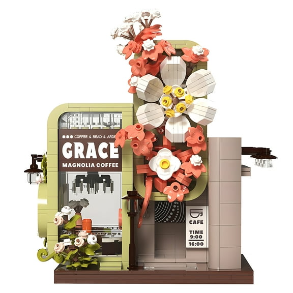 HI-REEKE Architecture Mini Building Block Set Coffee Bookstore Building Toy for Adult Multi Color