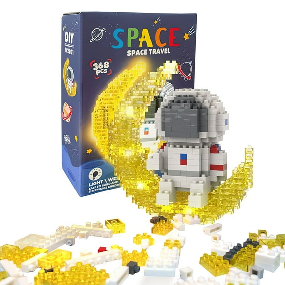 HI-REEKE Astronaut Micro Mini Building Block Set Spaceman on the Moon Kit Plastic Toy for Kid Yellow