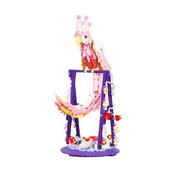 HI-REEKE Bird Building Block Set Parrot Building Brick Kit Plastic Toy Gift for Kid Adult Pink