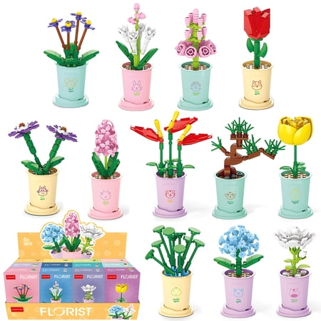 HI-REEKE Bouquet Building Block Set Zodiac Lucky Flower Building Plastic Toy Gift for Adult